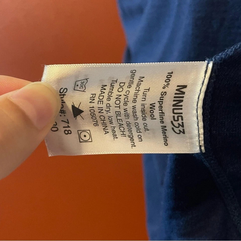 Minus 33 Men's Blue 100% Superfine Merino Wool Long Sleeve Base Layer Shirt Foto 4 de 4