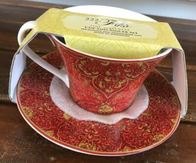 Brand New 222 Fifth Fine Tableware Cup & Saucer Set