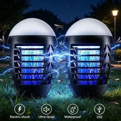 1/2 Pcs Camping Lantern Bug Zapper Rechargeable Tent Light Mosquito Killer,New,a