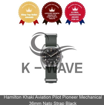 Hamilton Khaki Aviation Pilot Pioneer Mechanical 36mm Nato Strap Black
