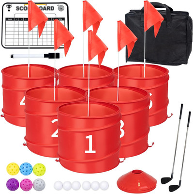 6 Pcs Golf Chipping Game Set with 2 Clubs for Outdoor Fun & Practice