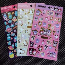 SANRIO Hangyodon Hello Kitty Kuromi Sticker Set 3pcs, Good Condition,