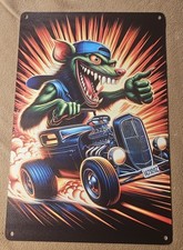 Rat Fink 8"x12" Tin Metal Sign Garage Big Daddy Ed Roth Mint Condition 3