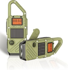 Rechargeable Adult Walkie Talkie with Emergency Solar Hand Crank GREEN