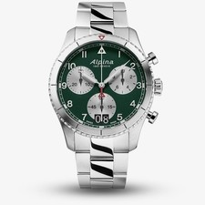 Alpina Mens Startimer Pilot Stainless Steel Chronograph Watch AL-372GRS4S26B