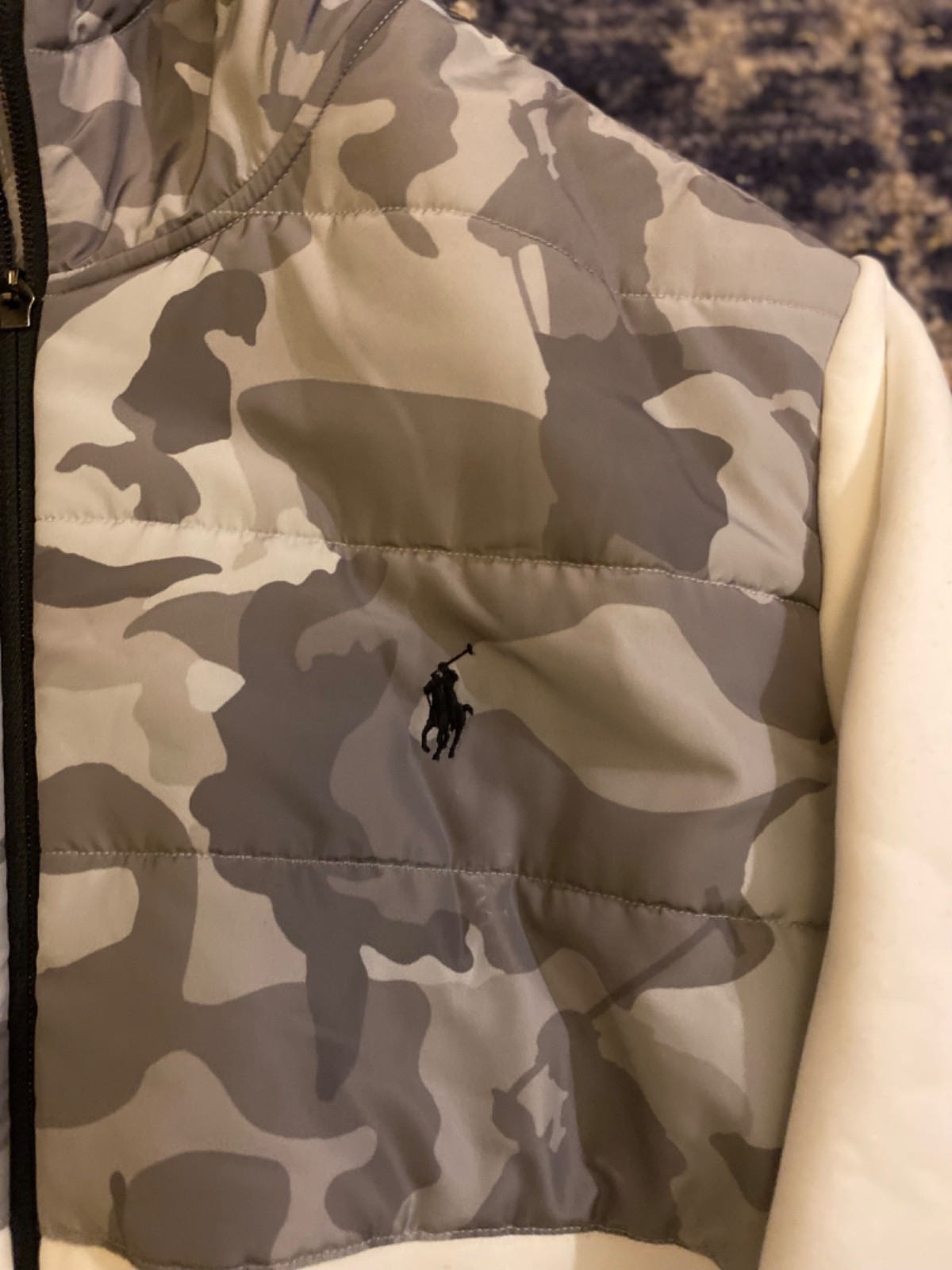 POLO RALPH LAUREN Men's Camo and White Fleece Lined Hoodie Full Zip Sz L image 2