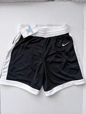 Nike Boys Athletic Mesh Shorts Black White Size M Polyester Elastic Waist