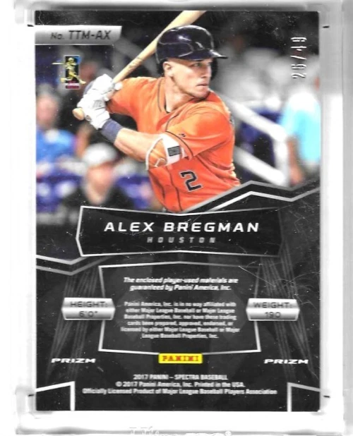 2017 PANINI SPECTRA ALEX BREGMAN PINK RC ROOKIE TRIPLE THREAT PATCHES 25/49 - Image 2 of 2