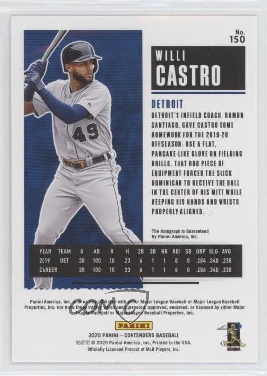 2020 Panini Contenders 2 Playoff Ticket /18 Willi Castro #150 Rookie Auto RC - Image 2 of 2