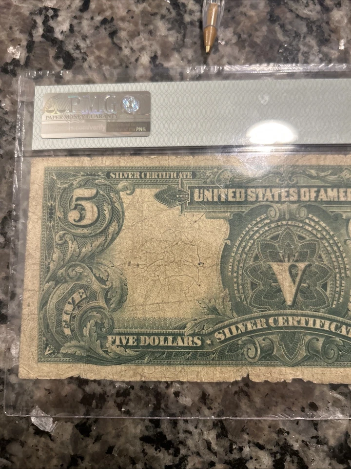 Fr.281 1899 $5 Five Dollars Silver Certificate "CHIEF NOTE" , PMG Fine 12  - Image 3 of 4