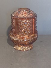 Vintage Indiana Glass Stars And Bars Amber Fairy Lamp