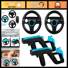 Wii Zapper Gun & Steering Wheel Set for Nintendo Wii/Wii U Remote - 2-Pack, Blac