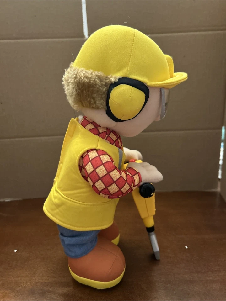 2001 Bob The Builder 12" inch Talking Jack Hammer Toy Plush Hasbro Works - Image 2 of 4
