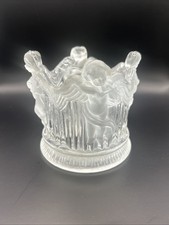 VTG Art Deco Frosted Cherub Vase Art Glass  Angels Pillar Spiritual Candle Holdr