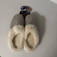 Memory Foam Clog Faux Fur Gray Slippers Women Small Isotoner Bd11