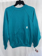Vintage Tultex Raglan Crewneck Sweatshirt Made USA Large Teal NWT