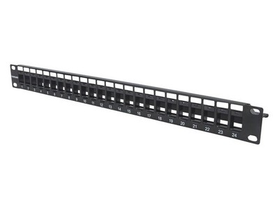Blank Patch Panel; 24-Port, 1 U, Black,