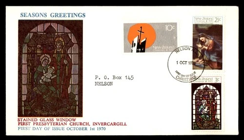 Mayfairstamps New Zealand FDC 1970 Christmas Stained Glass Window First Day Cove