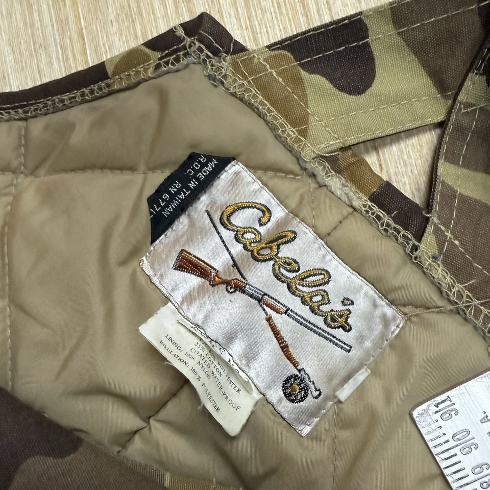 Vintage Cabelas Duck Frog Camo Bib Overalls Pants Mens L Frogskin Insulated - Image 3 of 4