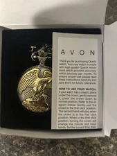 Vintage Avon American Eagle Pocket Watch & Fob- Pre-owned