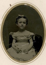 Tintype Civil War Sweet Young Girl Holding Doll Backstamp Philadelphia