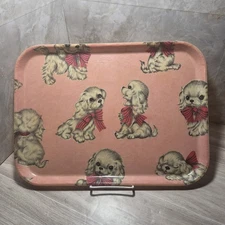 Cutesy 50s Coquette Kawaii Bab&, TOTELINE Cafeteria Fiberglass Tray Pink Puppies