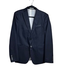 ZARA MAN Dark Navy Blue Blazer Jacket Men USA 40 formal sophisticated