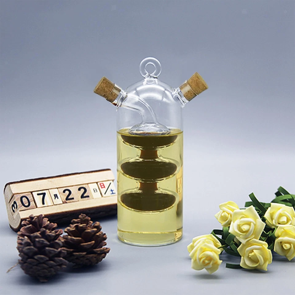 2 in 1 Cruet Bottle Separated Compartments 2.5x6.8inch Transparent Decorative