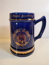 Blue U.S. Naval Academy Ceramic Tankard Mug T.&J. Pottery Baltimore USA Made