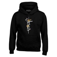Jesus Script Cross Flowers and Butterflies Hoodies Religious Sweatshirts