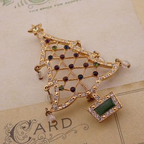 VTG Avon 2005 Rhinestone Dangle Christmas Tree Rhinestone Dangle 2nd Annual Pin - Picture 2 of 5