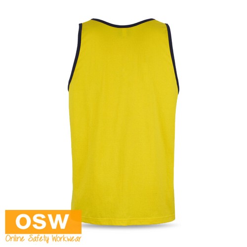 5 x Hi Vis Unisex Mens Womens COTTON Orange/Navy Yellow/Navy Work Singlets 6HTCS - Picture 5 of 8