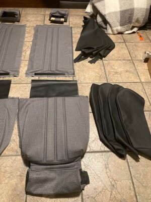 BMW E30 325i 318i 325is SPORT SEAT UPHOLSTERY KIT OEM GR HOUNDSTOOTH BLK VINYL