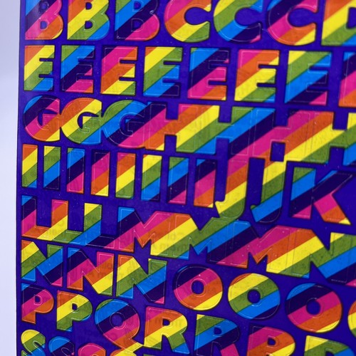 Lisa Frank Vintage Stickers Alphabet Letters Rainbow Uppercase Sticker Sheet - Picture 6 of 7