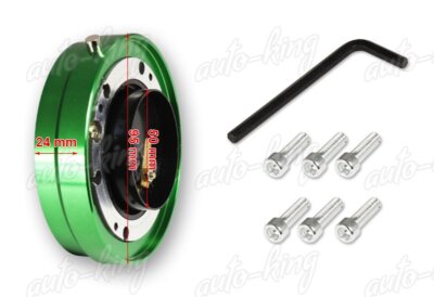 JDM GREEN 6-HOLE STEERING WHEEL 1'' THIN QUICK RELEASE SHORT HUB ADAPTER KIT