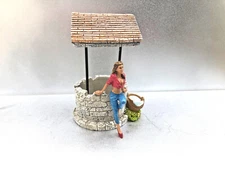 Premium Gray Stone Well w Gal American Diorama Figure Set 1/24 Scale G Accessory