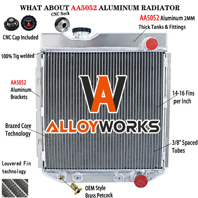 CU259 3 Row Aluminum Radiator For 63-66 Ford Mustang Falcon Mustang Comet V8 AT