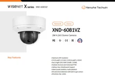 Hanwha Camera XND-6081VZ, 2 megapixel (1920 x 1080) resolution2.8 ~ 12m