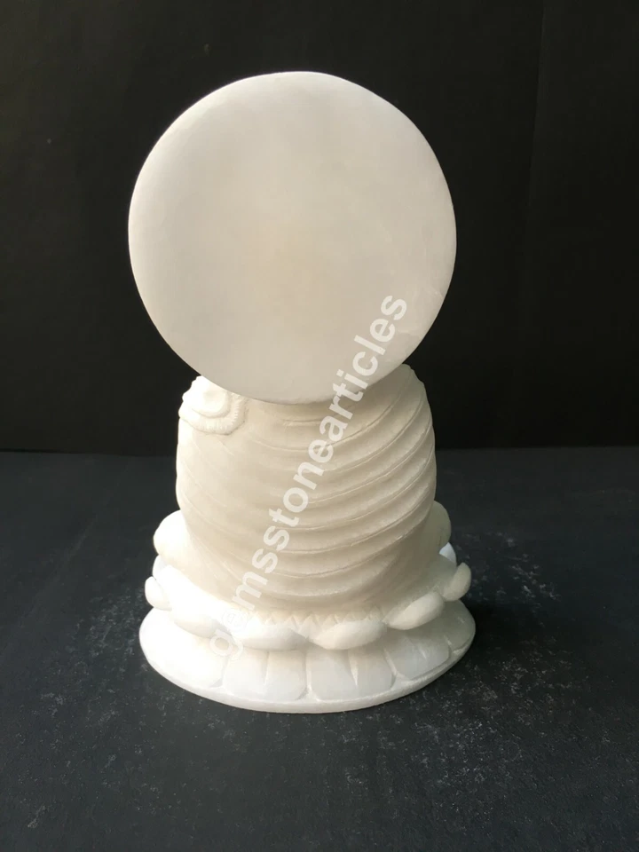 Estatua de Buda sentado de piedra de mármol blanco de 6" tallada a mano regalos Foto 3 de 3