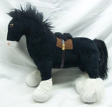 DISNEY STORE Brave ANGUS THE BLACK  WHITE HORSE 16" Plush STUFFED ANIMAL Toy