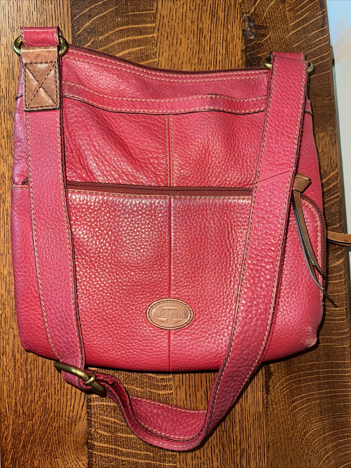 FOSSIL MORGAN RED LEATHER MUTI-FUNCTION CROSSBODY… - image 3