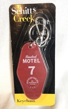 Rosebud Motel Key Red Rose Keyring Plastic Rm 7 Keychain 3.5” New Schitt’$ Creek