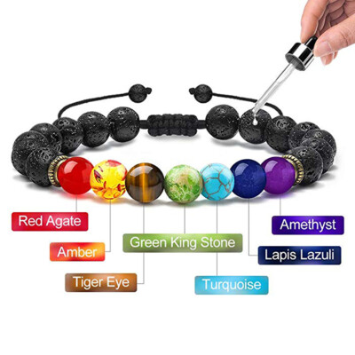 7 Chakra Reiki Braided Bracelets Handmade Mixed Natural Gemstone Round 8mm Beads