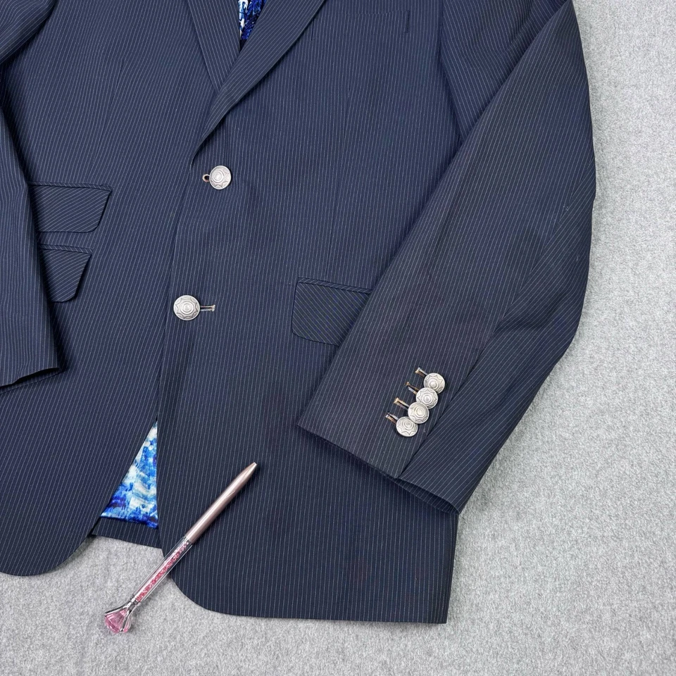 Abrigo deportivo Robert Graham de algodón acanalado texturizado talla 42R azul a rayas preppy LEER Foto 4 de 4