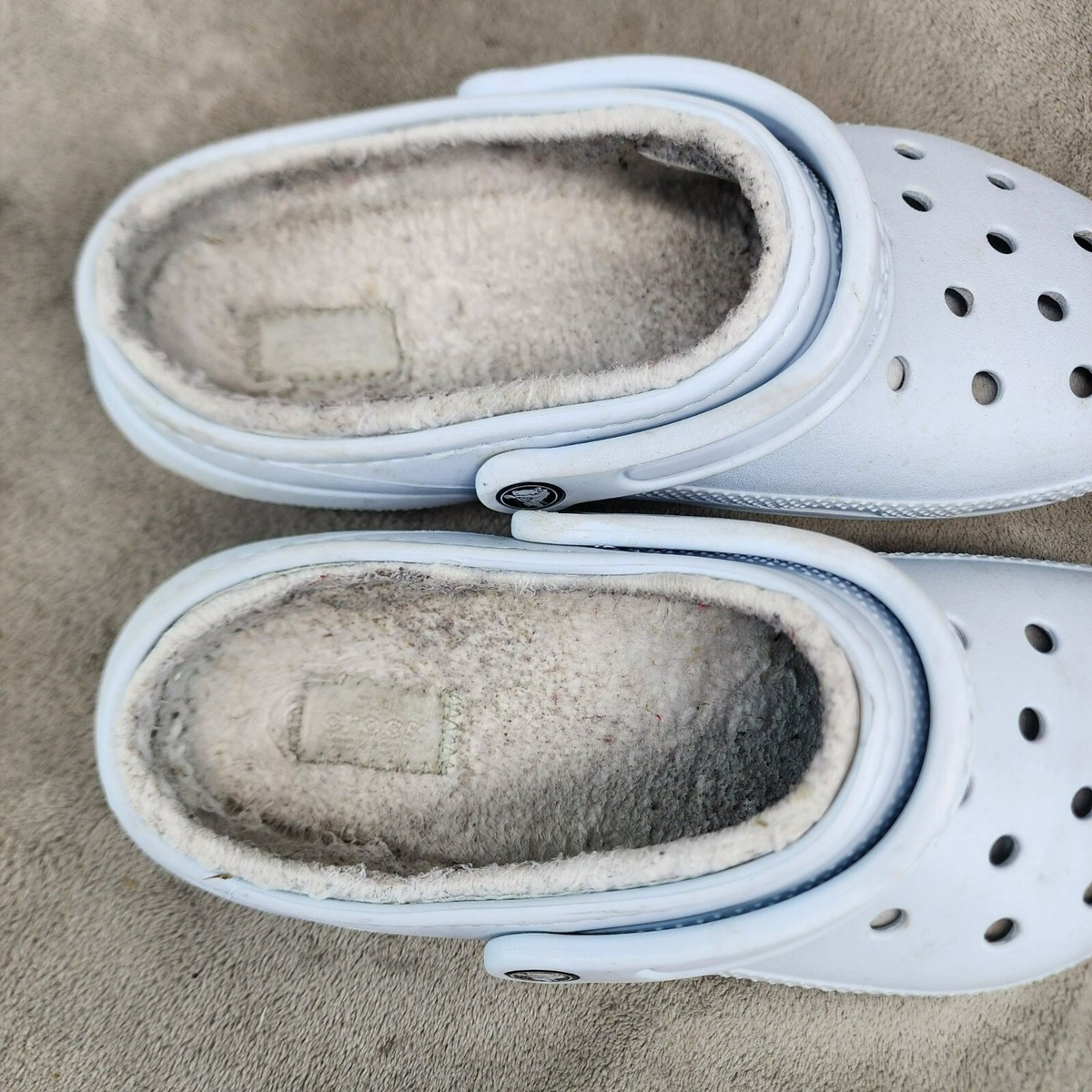 Crocs Shoes Womens Size 10 Blue Faux Fur Lined Slip On Slippers