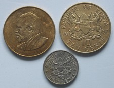 1967 Republic of Kenya 10 Cents Nickle Brass x 2  + 50 cents 1966