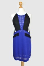 Designer Three Floor blau-schwarz ärmellos Strick stylisch Pullover Kleid Gr. S