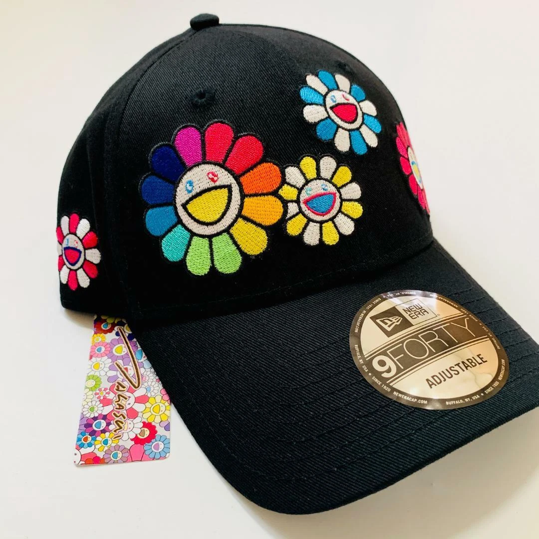 NEW ERA × Takashi Murakami 9FORTY Cap Hat Black Cloth Strap Flower