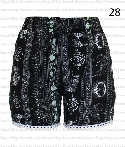 New Women Cotton Shorts Elasticated Waist Summer Lounge Holidays Beach Shorts - Picture 31 of 34