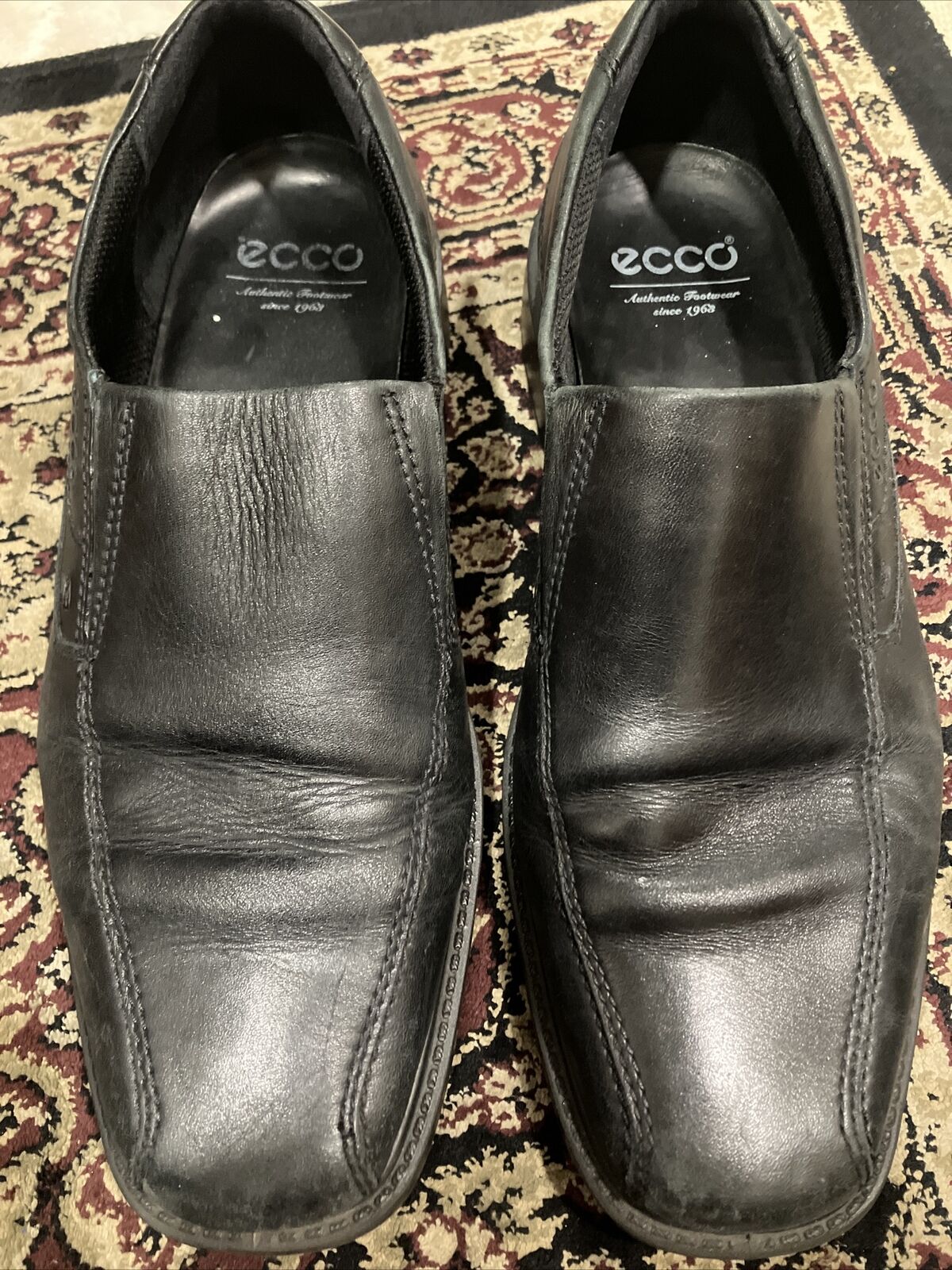 overholdelse specificere Merchandising Ecco Men's Black Leather Shoe Slip On Size 41 Pre Owned Size 8 US | eBay